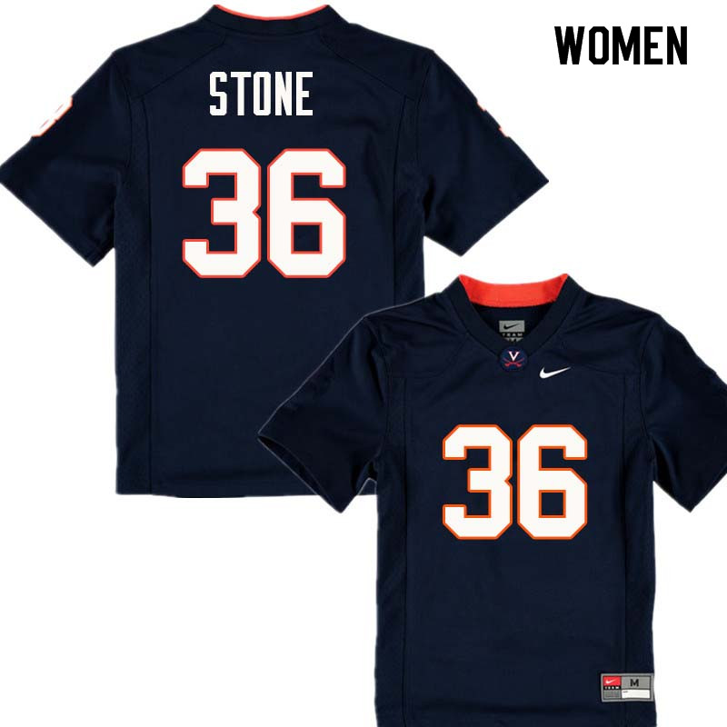 Women #36 Lindell Stone Virginia Cavaliers College Football Jerseys Sale-Navy - Click Image to Close